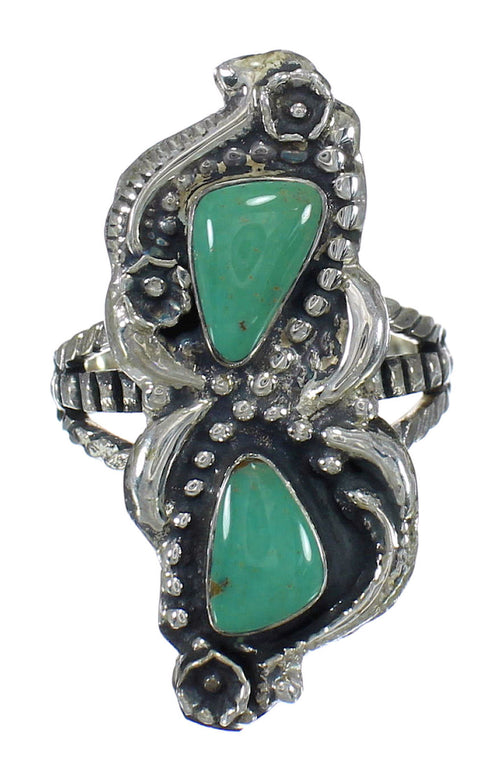 Southwestern Sterling Silver And Turquoise Ring Size 8-1/4 RX62813